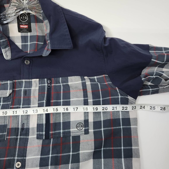Wrangler ATG Large Mens Plaid Long Sleeve Flannel Button Up Down Shirt - Picture 5 of 6